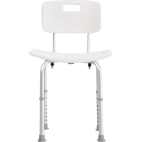 Chaise de Douche Antidérapante et Réglable avec Orifices de Drainage et Ventouses, en Plastique et Aluminium, 50.6x43x71-88 cm (1/5)