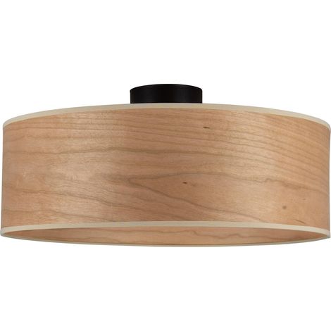 Sotto Luce Tsuri plafonnier de style nordique à 1 lumière - abat-jour en bois de cerisier - base noire - 1 x E27 - Ø 45 cm (1/3)
