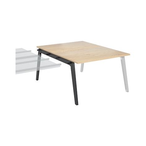 Pôle de 2 bureaux suivants chêne clair piètement anthracite RAL 7016 + goulotte L 120 cm - Exprim - Maxiburo (1/2)