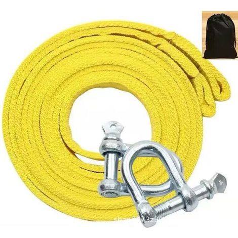4 mètres Câble de remorquage,Fournitures d'urgence pour Voiture,Corde de Traction Jaune,5 tonnes,Sangle de remorquage de,Corde de remorquage épaissie et élargie Livré avec un sac de rangement (1/4)