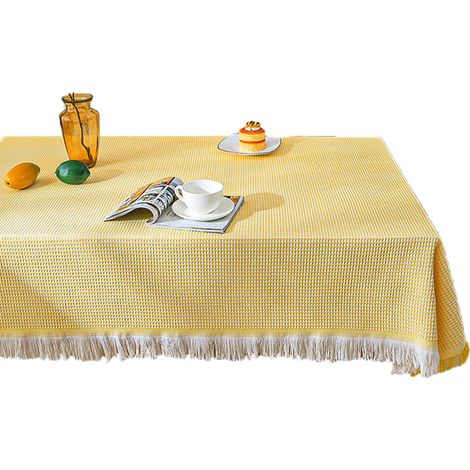 Nappe Extérieure - Lin Coton Mixte - Anti-Poussière - À Franges - Pour Terrasse Jardin Buffet - 1 Pièce (1/5)