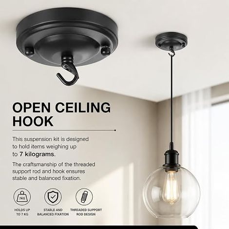 Ceiling Rose Diameter 110 mm – Wire Cover with Metal Hook, Ceiling and Wall Mounting, Hanging Light, Chandeliers, Bird Cages and DIY Decoration (1/4)