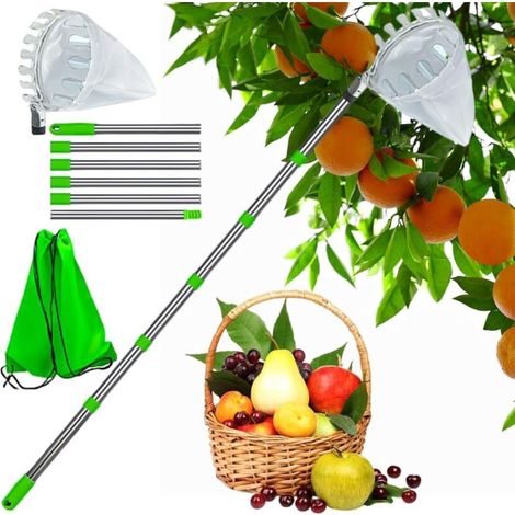 [NEVER USED] 2.4m Telescopic Fruit Harvester – Removable Collection Bag, Durable Stainless Steel Handle, Easy Harvesting at Height