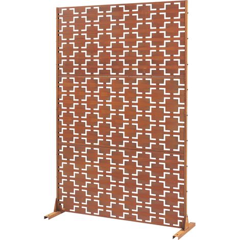 Parete divisoria per uso esterno e interno 180 x 120 x 40 cm acciaio zincato marrone ruggine 030009269