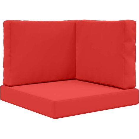 Ensemble de trois coussins pour canapé d'extérieur, en polyester rouge (1/5)