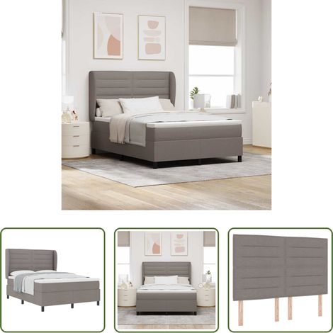 vidaXL Cama tipo Box Spring con cabecera Taupé 140 x 190 cm tela (1/5)
