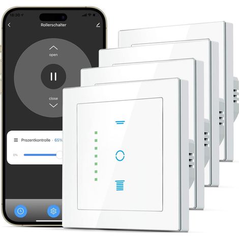 Interrupteur de volet roulant sans fil 6 gen Interrupteur pour stores avec LED contrôlable, contrôle de volet roulant compatible avec 6 gen, 4 pièces (1/5)