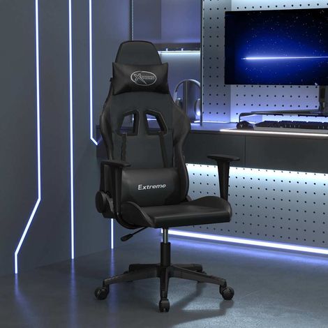 vidaXL Silla gaming con masaje cuero sintético negro (1/5)