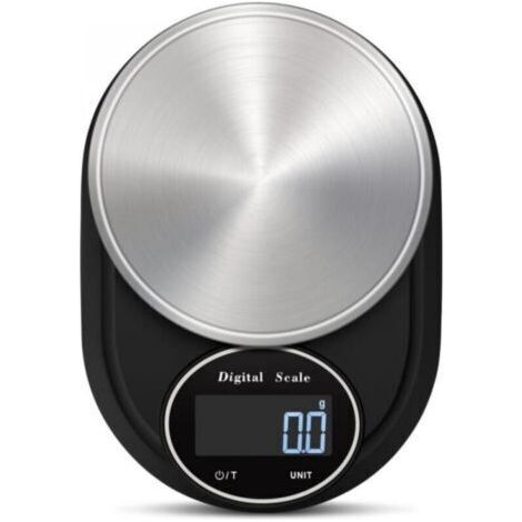 Balance de cuisine numérique 2 kg/0,1 g Acier inoxydable Noir/argent