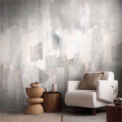 Photo wallpaper wall Profhome 782073 non-woven wallpaper smooth aquarelle style matt grey cream beige pink 1,59 m x 2,8 m