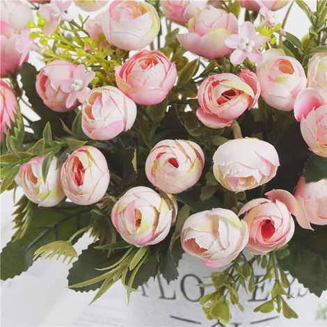 Künstliche Kamelie, 5 Zweige, 13 Blüten, realistische Seide, pflegeleicht, Kunstblumendekoration, Dunkelrosa, für Hochzeiten, Geburtstage und Partys (1/5)