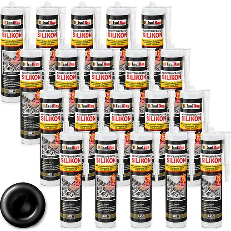 IsolBau Silicona de Alta Temperatura 350 °C Negro Hochtemperatursilikon 20 x 300 ml (1/5)