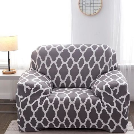 90-140cm Housse de canape 1 place, Housse de fauteuil 1 place avec accoudoirs, extensible, Couverture de Canapé Anti-acariens Gris (1/4)