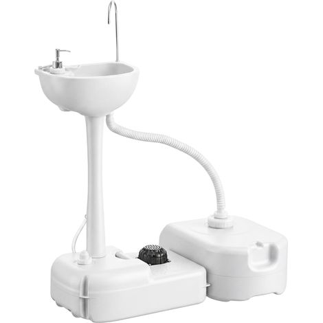 JSSEVN - Fregadero de camping con bandeja recogegotas, dispensador de jabón, depósito de agua de 17 litros, portátil, gris claro. (1/5)