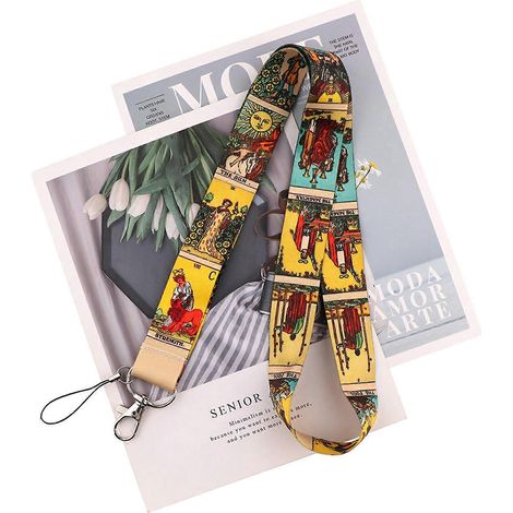 Porte-clés tour de cou imprimé de cartes de tarot créatives, porte-badge, cadeau pour (1/4)