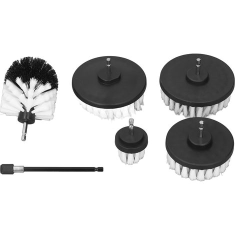 1/4in embout hexagonal lot de 5 brosses de nettoyage multi-tailles pour perceuse avec tige d'extension (1/5)