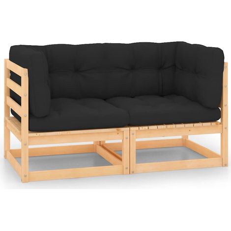 Lot de 2 Canapés d'angle de jardin Canapé relax - Banc de jardin avec coussins Pin massif BV466195 - BonneVie (1/5)