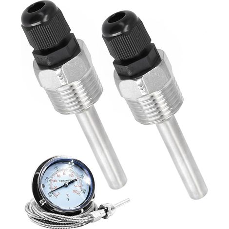 sonde de temperature 1/2 pouce - puits thermométrique acier inoxydable immersion de 30mm 50mm 100mm 200mm 300mm 400mm 500mm - Immersion well thermowell thermopocket pour thermocouple (1/5)