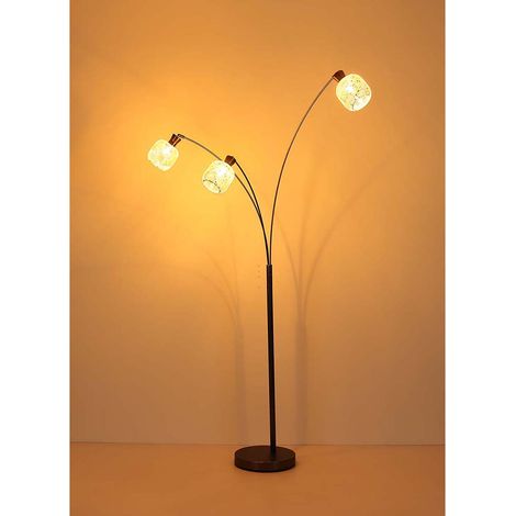 Stehleuchte Leselampe Wohnzimmer schwarz-chrom matt Glas Schalter H 200 cm