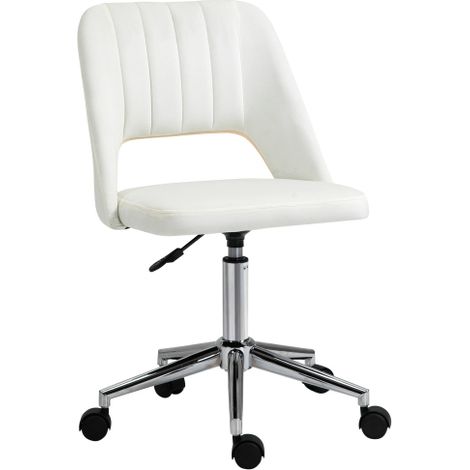Silla de oficina en poliéster con respaldo, regulable en altura, giratoria, estilo moderno, beige (1/5)