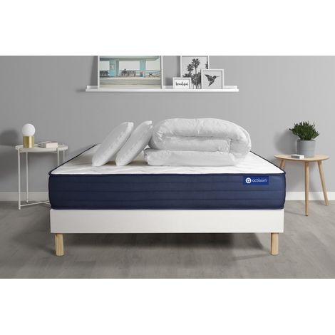 Ensemble matelas sommier Actimemo life 180 x 200 cm 2 oreillers et couette Mémoire de forme - Couleur : Blanc (1/5)
