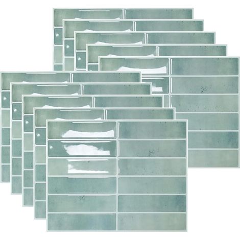 Lot de 10 Carreaux Muraux Auto-adhésifs 3D 23x29 cm – Crédence Autocollante Imperméable pour Cuisine et Salle de Bain (1/5)