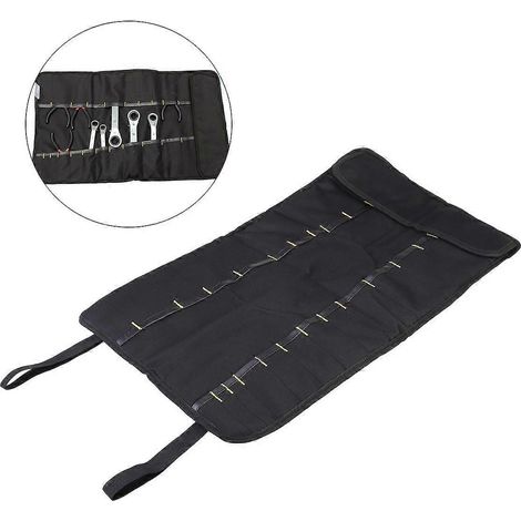 Sacoche à outils enroulable multifonctionnelle à 22 poches pour pinces, tournevis et clés (noire)-58.00X34.00X0.50CM-Black (1/3)