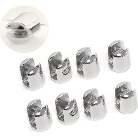 8 PCS Pince à Verre, Support étagère Pince réglable Pince pour verre, Pince Support en Alliage de Zinc Fixations Réglable Support, pour Fenêtre Balustrade Escalier Salle de Bains, 10-12mm (1/5)