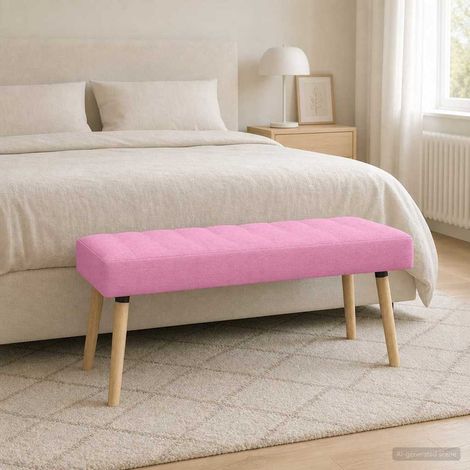 Panchina trapuntata a canale Rosa 110 x 40 x 46 cm Tessuto vidaXL