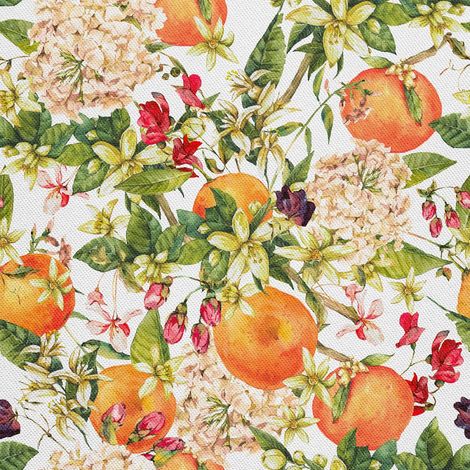 Tela decorativa para exteriores Oxford - estampado de flores naranjas I DX198 (1/5)