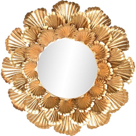 Espejo Metal 76,5X8X76,5 Hoja Dorado (1/4)