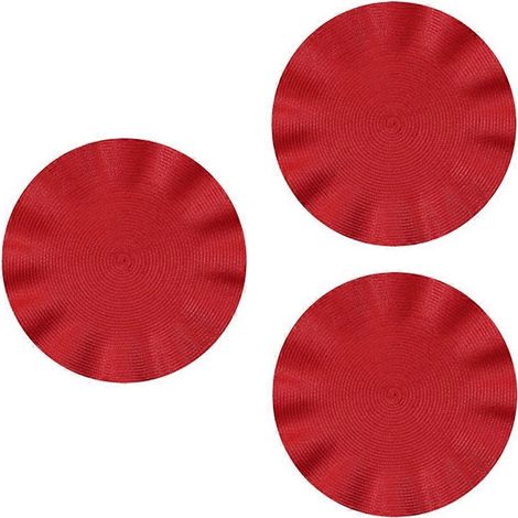 Rundes, gewelltes Platzset, runder, hitzebeständiger Untersetzer, isolierendes Platzset im westlichen Stil, Küchenplatzset, rot (1/5)