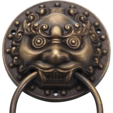Cloche de Porte en Fonte 2pc heurtoirs de Porte 3D heurtoir de Porte d'entrée for décor tête de Lion poignée Boutons Grange Hangar intérieur Portes de Jardin (1/4)