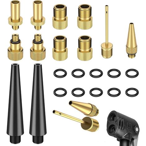 14 Pcs Bike Pump Adapter, Bicycle Tire Pump Adapter, Bike Pump Needle Adapter, DV AV SV Valve for Bike Pump, Copper Bike Pump Tip for Mountain Bike Ball
