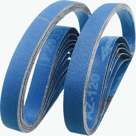 20 pièces Bandes abrasives au corindon de zirconium 20x520 mm. Pour ponceuse à bande,polissage métal,bois. Grain 100 (1/5)