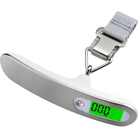 Tragbare digitale Gepäckwaage für Reisen mit LCD-Bildschirm und einer Kapazität von 50 kg (110 lb), ideal für Reisende, Farbe: Weiß. (1/4)
