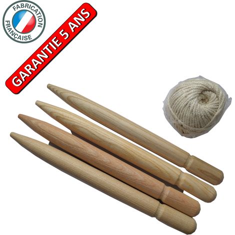 OUTILS PERRIN Cordeau 35 m avec 4 piquets bois 30 cm - corde coton 2 mm