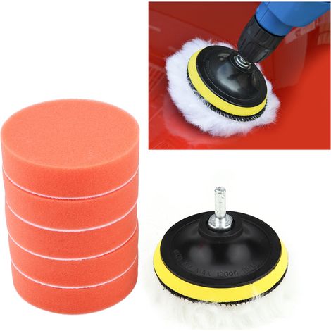 Kit 8 tampons de polissage éponge 4 pouces pour polisseuse auto avec adaptateur (1/5)