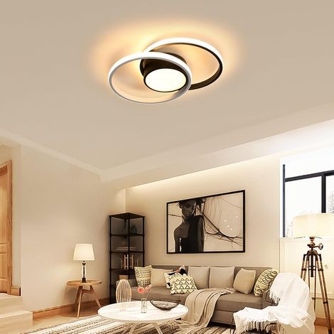 Round LED ceiling light, modern style, 42 watts, warm white 3000K light, 4725 lumens, suitable for bedrooms, kitchens, living rooms, 40 cm in diameter, black (1/5)