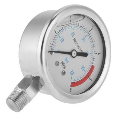 Manomètre à air comprimé, raccord fileté 1/4" NPT, format mini, cadran de 60 mm avec double échelle pour une lecture facile (bar/MPa) (1/5)