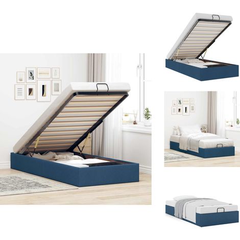 Cadre de lit ottoman sans matelas bleu 90x200 cm tissu - Cadre De Lit Ottoman - Cadres De Lit Ottomans - Cadre De Lit - Cadre De Lit Avec Rangement (1/5)