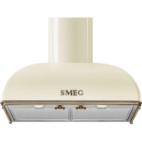 Smeg KS59POE2 hotte Montée au mur Laiton, Crème, Acier inoxydable 754 m³/h A