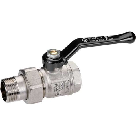 Robinet à bille femelle total P. avec union à levier Bugatti 3/4" Dn 20 Pn 40