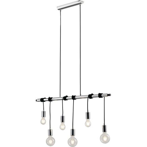 Fan Europe Admiral - Lámpara colgante de techo Bar Cable, 6 luces, cromo, negro, E27