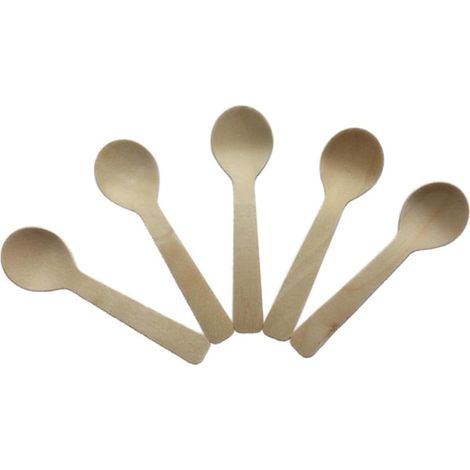 ibasenice Lot de 100 Cuillères à Usage Unique en Bois Naturel (1/5)