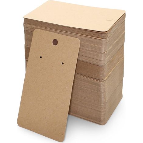200 tarjetas de presentación para pendientes, tarjetas para pendientes de joyería y collares, etiquetas de papel kraft para manualidades (marrón)