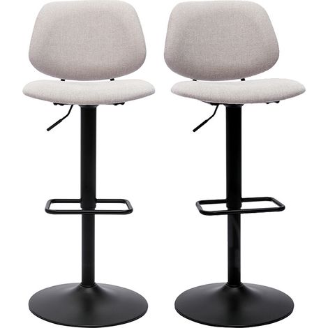 Tabourets de bar relevables design en tissu effet velours beige et métal noir BARNET (lot de 2) (1/5)
