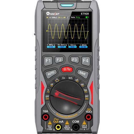 TOOLTOP ET928 Osciloscopio portátil 3 en 1, multímetro y generador de señales. Gran capacidad de almacenamiento, bajo consumo de energía, 12 MHz, 50 (1/5)