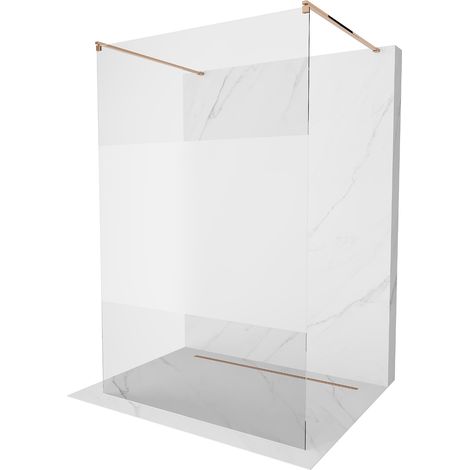 Mexen Kioto freistehende Duschwand 110 x 200 cm, Transparent/Frost 8 mm, Rosa Gold - 800-110-002-60-