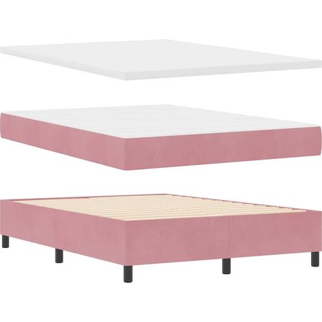 Letto a molle con cuscino Rosa 190 x 140 cm Velluto vidaXL (1/5)